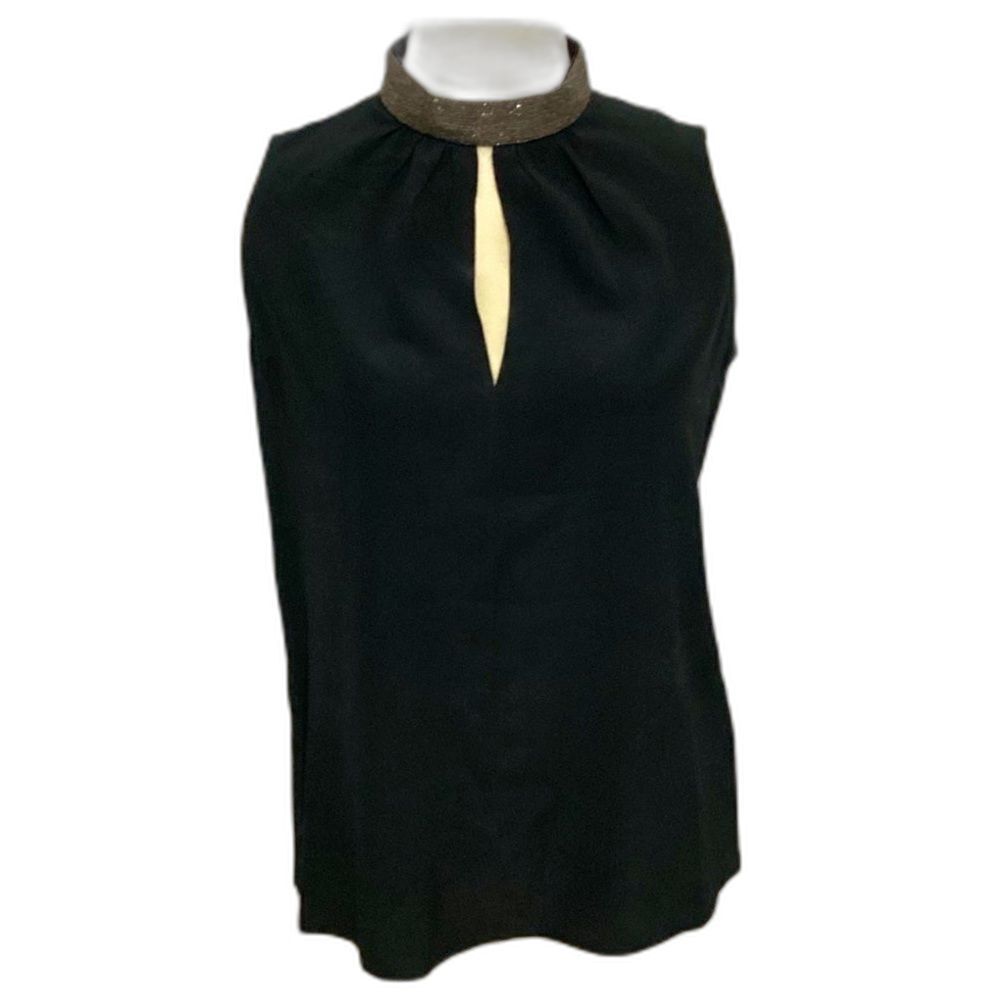 GoSilk Blouse Top Women’s Size XS Color Black Washable 100% Silk Sleeveless